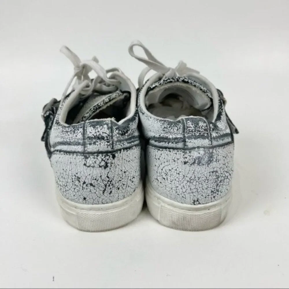 The Kooples Sport Distressed Cracked Leather Low Top Trainer Sneakers Sz 37